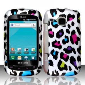 Hard Plastic Rubber Feel Design Case for Samsung DoubleTime i857 - Rainbow Leopard