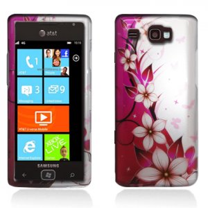 Hard Plastic Design Case for Samsung Focus Flash i677 (AT&T) - Hot Pink Flowers and Butterfly