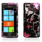 Hard Plastic Design Case for Samsung Focus Flash i677 (AT&T) - Pink Flowers and Butterfly