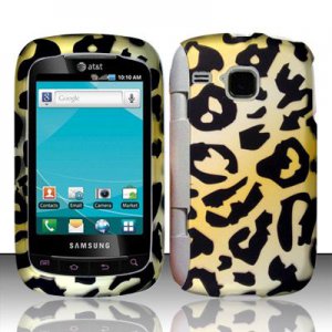 Hard Plastic Rubber Feel Design Case for Samsung DoubleTime i857 - Golden Cheetah