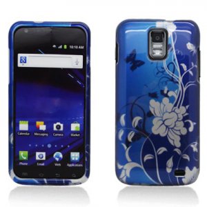 Hard Plastic Design Case for Samsung Galaxy S II Skyrocket i727 (AT&T) - Blue Flowers & Butterfly