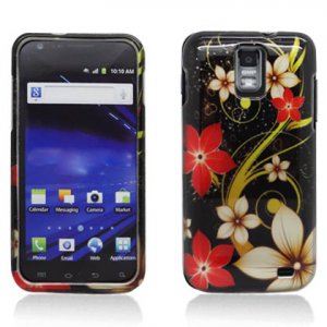 Hard Plastic Design Case for Samsung Galaxy S II Skyrocket (AT&T) - Red and Gold Flowers