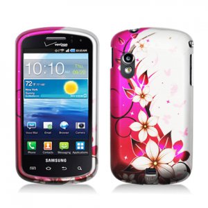 Hard Plastic Design Case for Samsung Stratosphere i405 - Hot Pink Flowers and Butterfly