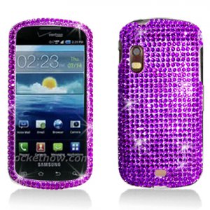 Hard Plastic Bling Rhinestone Design Case for Samsung Stratosphere i405 - Purple