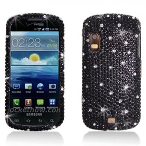 Hard Plastic Bling Rhinestone Design Case for Samsung Stratosphere i405 - Black Diamond