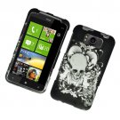 Hard Plastic Rubber Feel Design Case for HTC Titan X310e - Black Skull and Angels