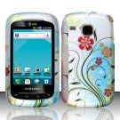 Hard Plastic Rubber Feel Design Case for Samsung DoubleTime i857 - Flowery Design