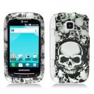 Hard Plastic Rubber Feel Design Case for Samsung DoubleTime i857 - White Skulls