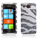 Hard Plastic Bling Rhinestone Design Case for Samsung Focus Flash i677 (AT&T) - Silver & Black Zebra