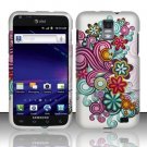 Hard Plastic Rubber Feel Design Case for Samsung Galaxy S II Skyrocket i727 - Purple & Blue Flowers