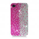Hard Plastic Bling Rhinestone Design Case for Apple iPhone 4/4S - Silver and Pink
