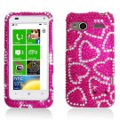 Hard Plastic Bling Rhinestone Design Case for HTC Radar 4G - Hot Pink Hearts