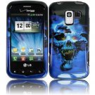 Hard Plastic Design Case for LG Enlighten VS700/Optimus Slider LS700 - Blue Skull