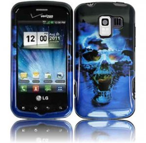 Hard Plastic Design Case for LG Enlighten VS700/Optimus Slider LS700 - Blue Skull