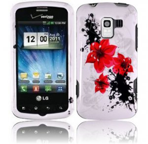 Hard Plastic Design Case for LG Enlighten VS700/Optimus Slider LS700 - Red Lily