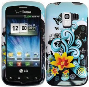Hard Plastic Design Case for LG Enlighten VS700/Optimus Slider LS700 - Lily and Butterfly