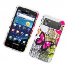 Hard Plastic Rubber Feel Design Case for Samsung Captivate Glide 4G - Dual Pink Butterfly