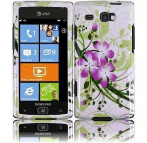 Hard Plastic Design Case for Samsung Focus Flash i677 (AT&T) - Green Flowers and Lily
