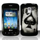 Hard Plastic Rubber Feel Design Case for LG Enlighten VS700/Optimus Slider LS700 - Spade Skull