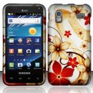 Hard Plastic Rubber Feel Design Case for Samsung Captivate Glide 4G - Red and Gold Flowers