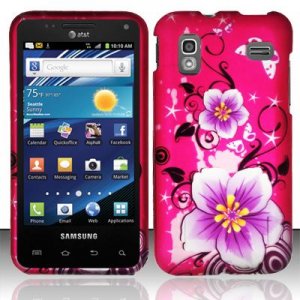 Hard Plastic Rubber Feel Design Case for Samsung Captivate Glide 4G - Hibiscus Flowers