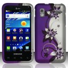 Hard Plastic Rubber Feel Design Case for Samsung Captivate Glide 4G - Silver and Purple Vines