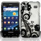 Hard Plastic Rubber Feel Design Case for Samsung Captivate Glide 4G - Silver and Black Vines