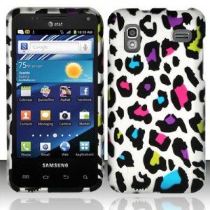 Hard Plastic Rubber Feel Design Case for Samsung Captivate Glide 4G - Rainbow Leopard