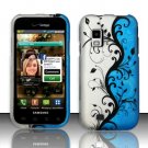 Hard Plastic Rubber Feel Design Case for Samsung Fascinate i500 - Silver and Blue Vines