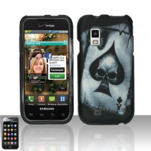 Hard Plastic Rubber Feel Design Case for Samsung Fascinate i500 - Ace of Spade Skull