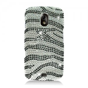 Hard Plastic Bling Rhinestone Design Case for Samsung Galaxy Nexus (Verizon/Sprint) - Silver Zebra