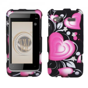 Hard Plastic Rubber Feel Design Case for HTC Radar 4G - Exotic Heart
