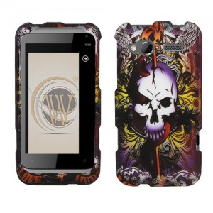 Hard Plastic Rubber Feel Design Case for HTC Radar 4G - Lion and Skull