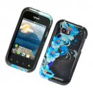 Hard Plastic Glossy Design Case for LG myTouch Q C800/Maxx Q - Four blue Flowers
