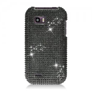 Hard Plastic Bling Rhinestone Design Case for LG myTouch Q C800/Maxx Q - Black