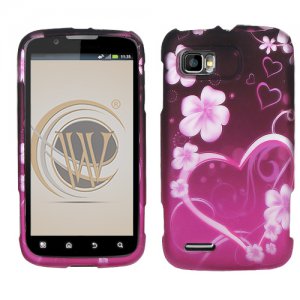 Hard Plastic Rubber Feel Design Case for Motorola Atrix 2 MB865 - Lovely Heart