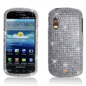 Hard Plastic Bling Rhinestone Design Case for Samsung Stratosphere i405 - Silver