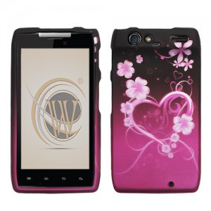Hard Plastic Rubber Feel Design Case for Motorola Droid RAZR XT912 - Lovely Heart