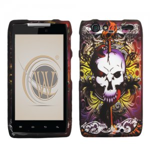 Hard Plastic Rubber Feel Design Case for Motorola Droid RAZR XT912 - Lion and Skull