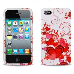 Hard Plastic Design Case for Apple iPhone 4/4S - Floating Hearts