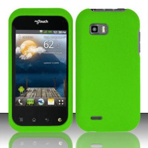 Hard Plastic Rubber Feel Case for LG myTouch Q C800/Maxx Q - Neon Green