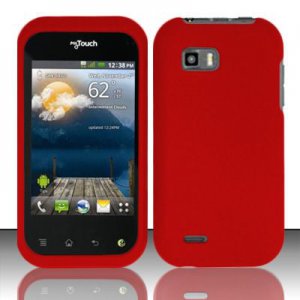 Hard Plastic Rubber Feel Case for LG myTouch Q C800/Maxx Q - Red