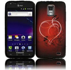Hard Plastic Rubber Feel Design Case for Samsung Galaxy S II Skyrocket i727 - Red Heart