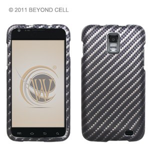 Hard Plastic Rubber Feel Design Case for Samsung Galaxy S II Skyrocket i727 - Diagonal Carbon Fiber