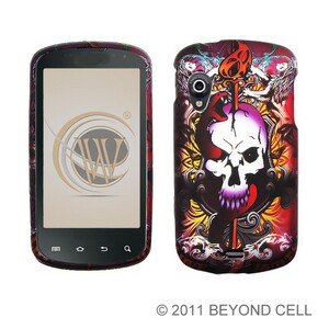Hard Plastic Rubber Feel Design Case for Samsung Stratosphere i405 - Lion and Skull