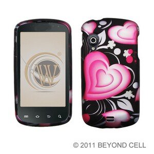 Hard Plastic Rubber Feel Design Case for Samsung Stratosphere i405 - Exotic Hearts