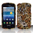 Hard Plastic Bling Rhinestone Design Case for Samsung Stratosphere i405 - Golden Cheetah