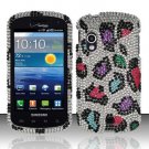 Hard Plastic Bling Rhinestone Design Case for Samsung Stratosphere i405 - Rainbow Leopard