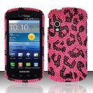 Hard Plastic Bling Rhinestone Design Case for Samsung Stratosphere i405 - Hot Pink Leopard
