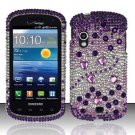 Hard Plastic Bling Rhinestone Design Case for Samsung Stratosphere i405 - Purple and Silver